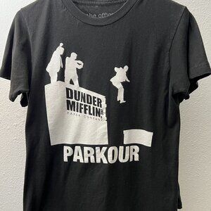 Dunder Mifflin Parkour 100% Cotton Black Graphic Tee T-Shirt SZ Sm - DEADSTOCK